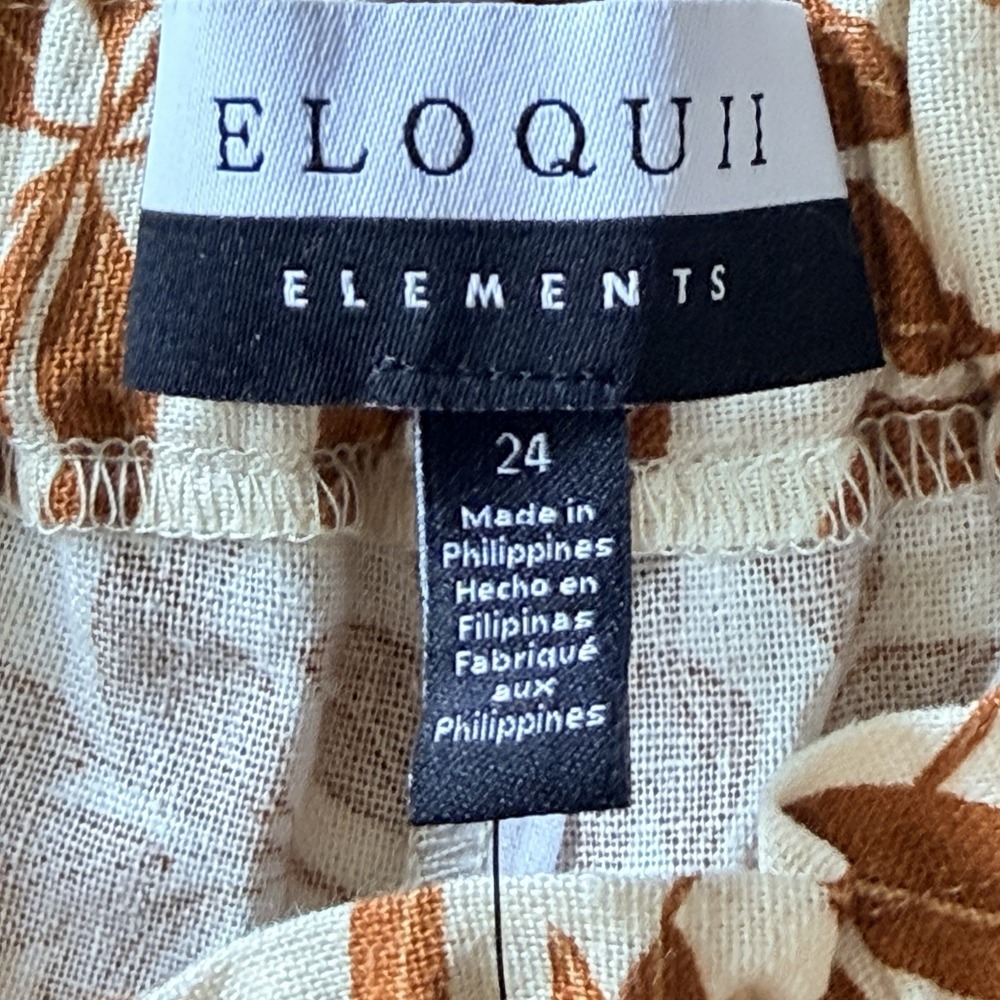 Eloquii White and Rust Floral Wide-Leg Pants - Picture 4 of 9